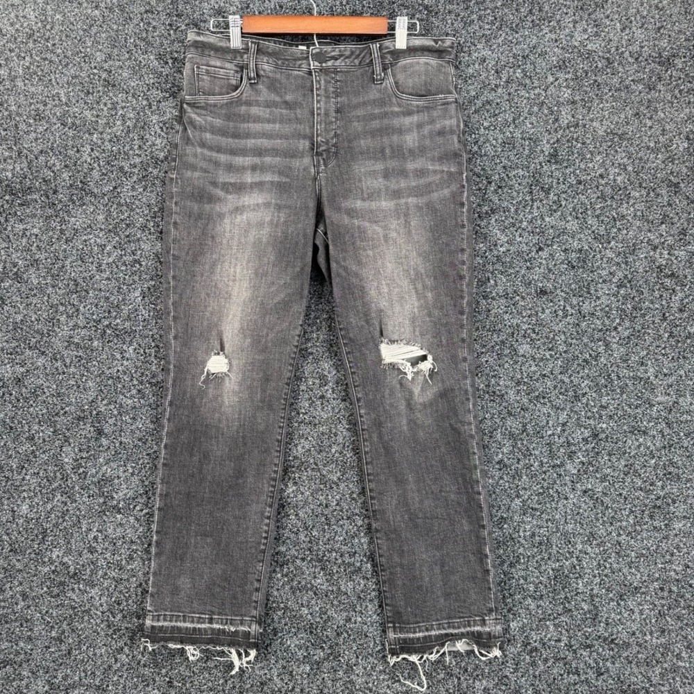 KUT from the Kloth Reese Fab Ab Ankle Straight Leg Black Distressed Jeans 10